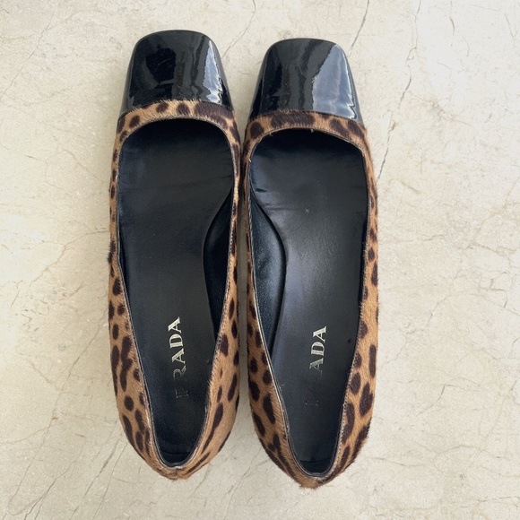 PRADA LEOPARD PRINT PONNY HAIR LEATHER AND PATENT SZ 8 - Picture 1 of 13